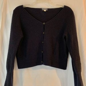 J. Crew ink blue 100% Cashmere cropped cardigan sweater